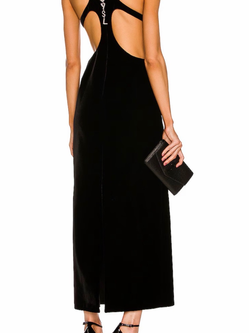 Black Open-Back Evening Maxi Dress